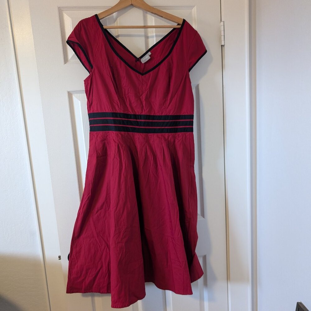 Eshakti Red & Black 1950s inspired Fit n Flare Dress XL | 16